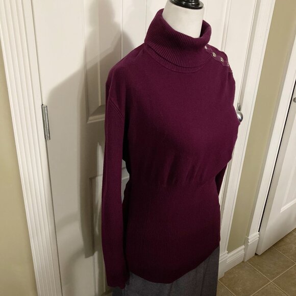 ADDITION ELLE Vintage dark plum purple turtleneck sweater MEDIUM LARGE XL 1X top - Picture 5 of 15